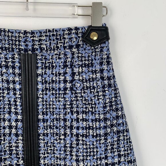 Louis Vuitton Paris Tweed A-Line Skirt With Leather Accents & Gold Button Detail - Picture 3 of 8